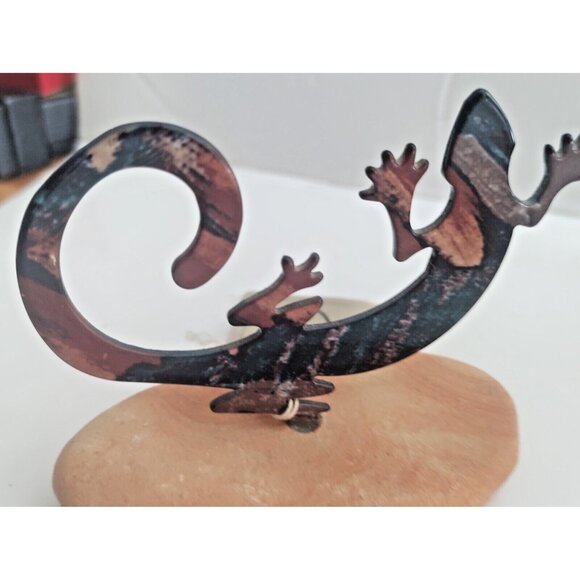 Lazart Texas USA Copper double sided Story Gecko Lizard on Sandstone Base - Picture 12 of 15